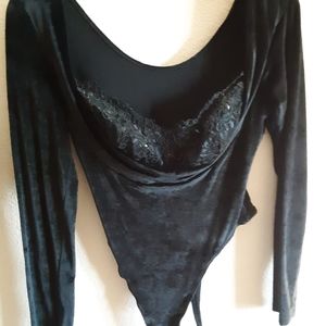 Victoria's Secret Black Velvet Bodysuit EUC